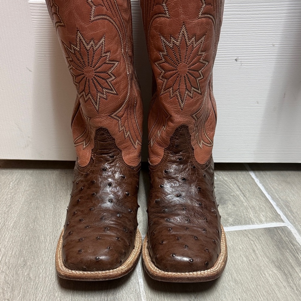Tony Lama Brown Ostrich Leather Western Boots